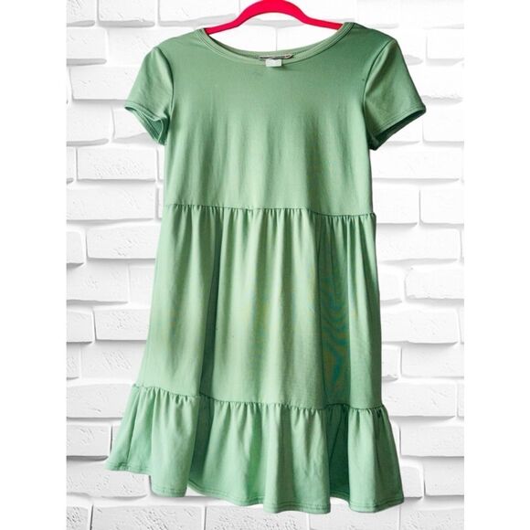 Morning Kisses New York Women’s Size Medium Honeydew Tiered Mini Swing Dress - Picture 1 of 10